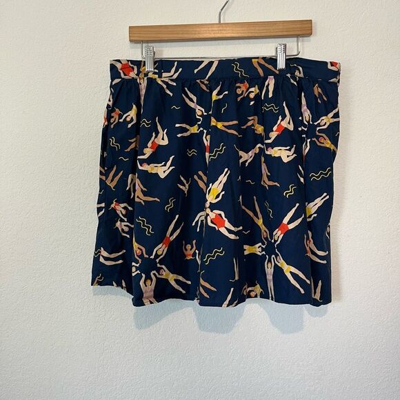Modcloth Synchronize Swimming Blue A-Line Flared Mini Skirt Women's Size XL - Picture 2 of 5